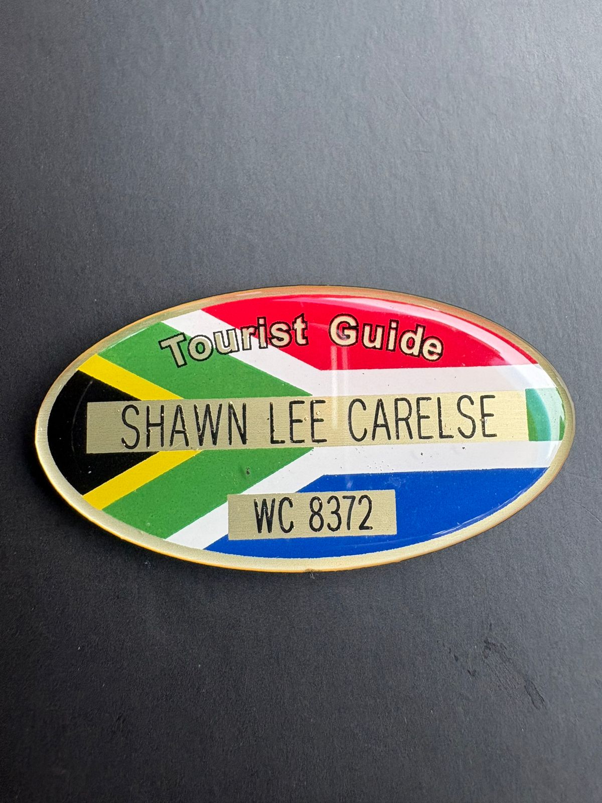 Shawn's Official Registered Tour Guide Badge - South African Tourism certification